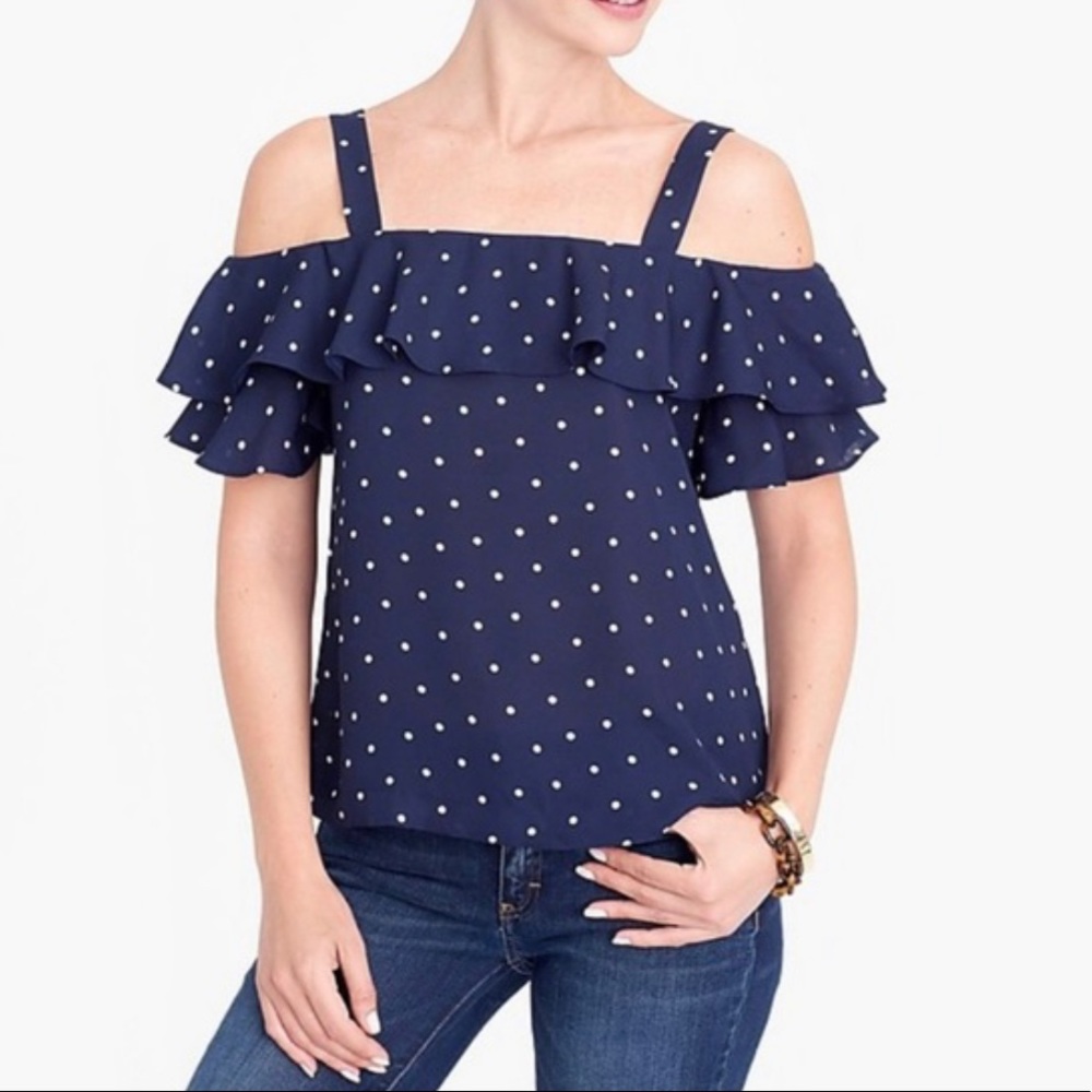 Jcrew Ruffle Polka Dot Top